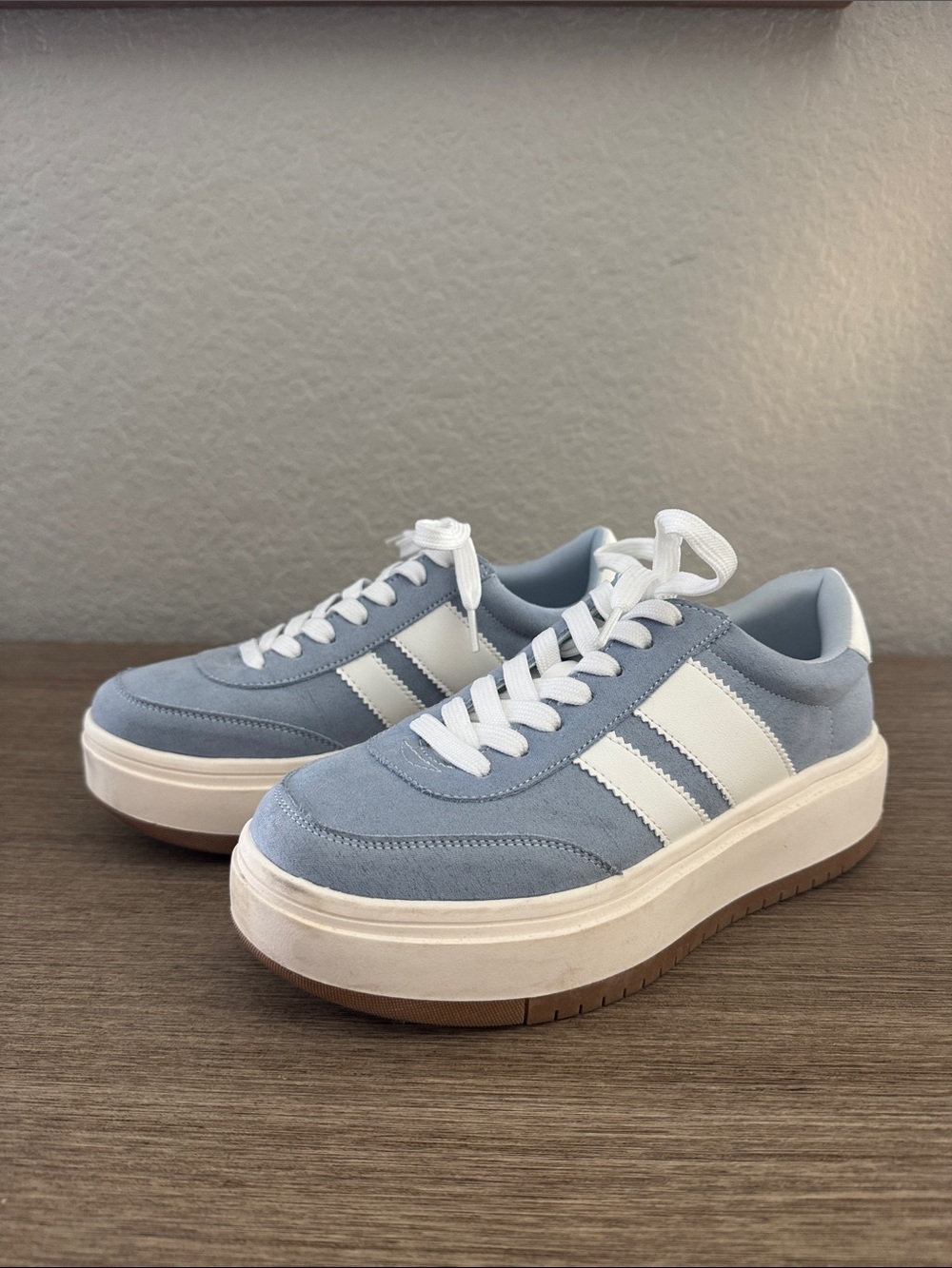 Madden Girl Powder Blue and White Platform Sneakers